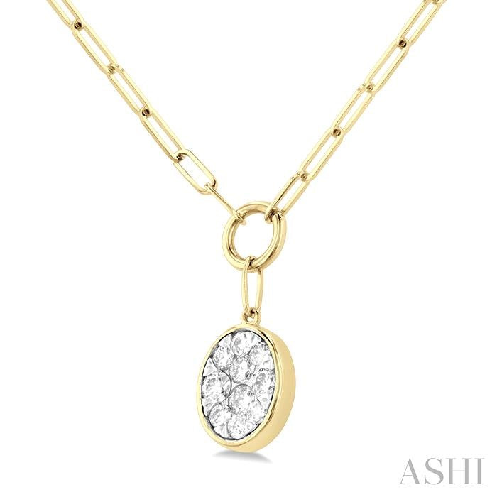 ASHI Oval Shape Lovebright Bezel Paperclip Necklace 999PQPPFGNKYW-OV