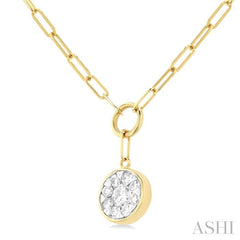 ASHI Round Shape Lovebright Bezel Paperclip Necklace 999PQPPFGNKYW-RD