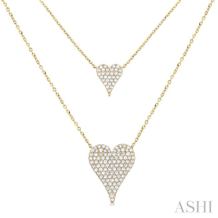 ASHI Double Heart Shape Layered Diamond Necklace 999UVPPFSNKYG