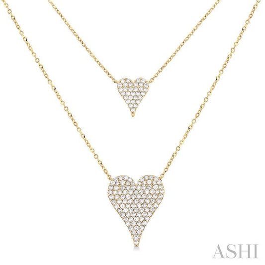 ASHI Double Heart Shape Layered Diamond Necklace 999UVPPFSNKYG
