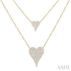 ASHI Double Heart Shape Layered Diamond Necklace 999UVPPFSNKYG