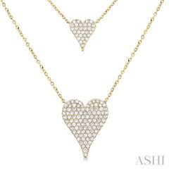 ASHI Double Heart Shape Layered Diamond Necklace 999UVPPFSNKYG