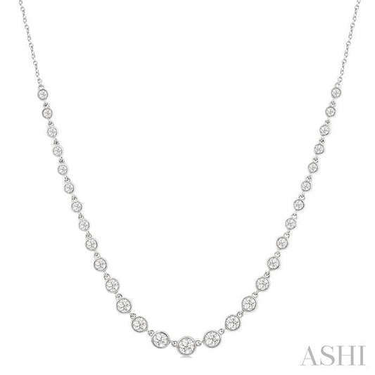 ASHI Halfway Graduated Bezel Set Diamond Tennis Necklace 999V1PPFGNKWG