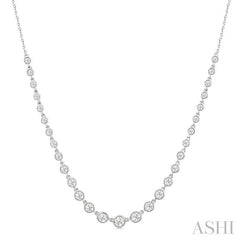ASHI Halfway Graduated Bezel Set Diamond Tennis Necklace 999V1PPFGNKWG