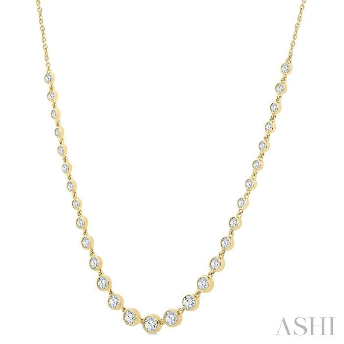 ASHI Halfway Graduated Bezel Set Diamond Tennis Necklace 999V1PPFGNKYG