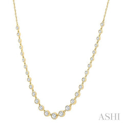 ASHI Halfway Graduated Bezel Set Diamond Tennis Necklace 999V1PPFGNKYG