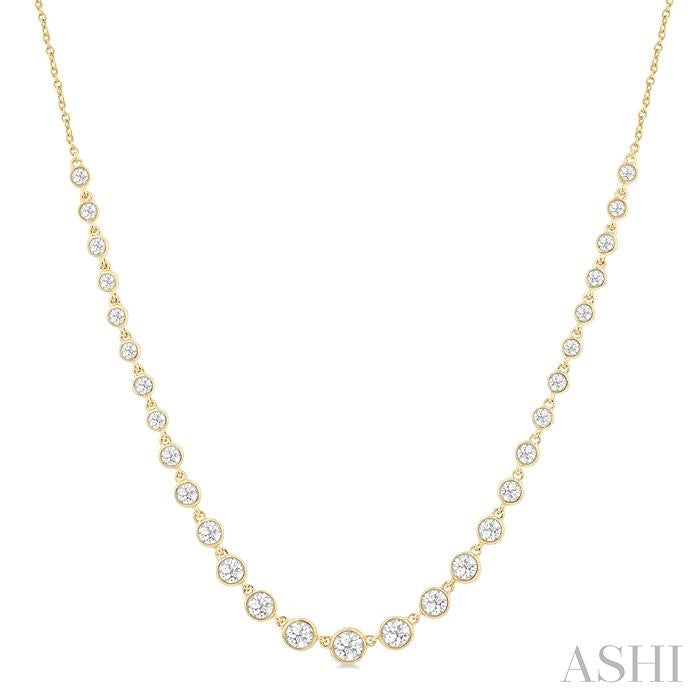 ASHI Halfway Graduated Bezel Set Diamond Tennis Necklace 999V1PPFGNKYG