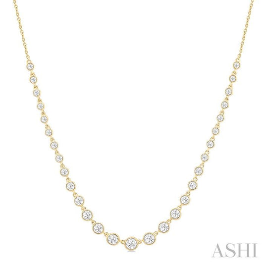 ASHI Halfway Graduated Bezel Set Diamond Tennis Necklace 999V1PPFGNKYG