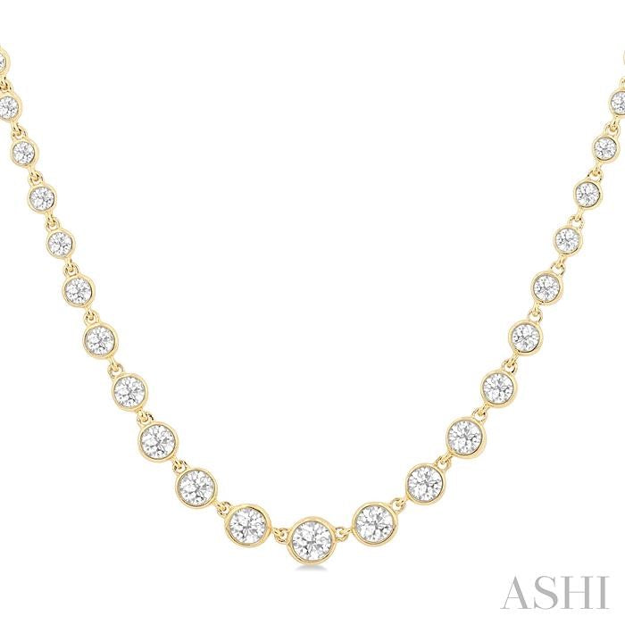 ASHI Halfway Graduated Bezel Set Diamond Tennis Necklace 999V1PPFGNKYG