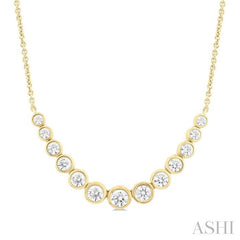 ASHI Bezel Set Graduated Diamond Smile Necklace 999Z1PPFGNKYG