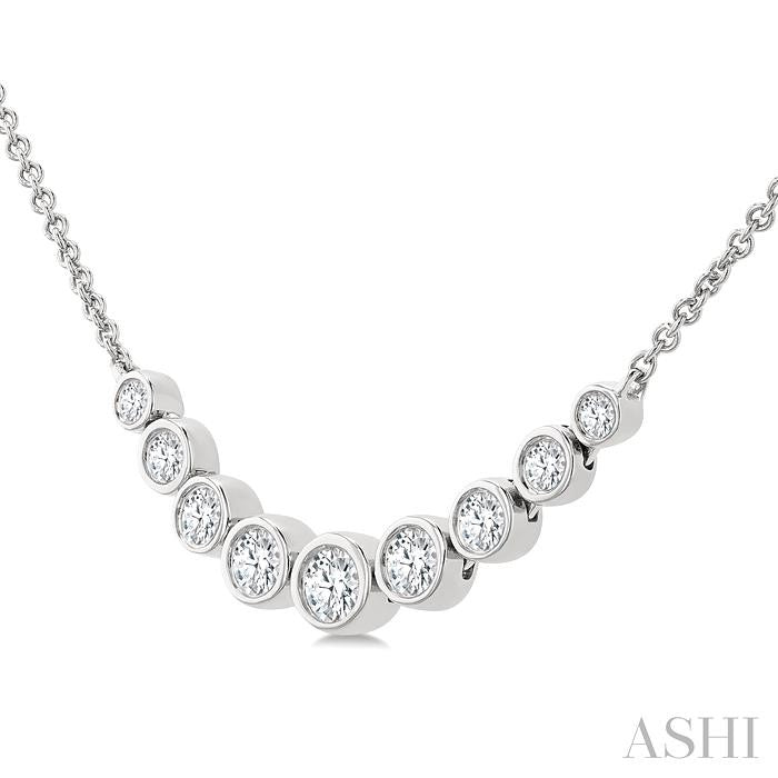 ASHI Bezel Set Graduated Diamond Smile Necklace 999ZHPPFGNKWG