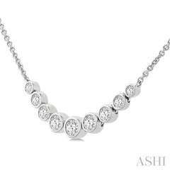 ASHI Bezel Set Graduated Diamond Smile Necklace 999ZHPPFGNKWG