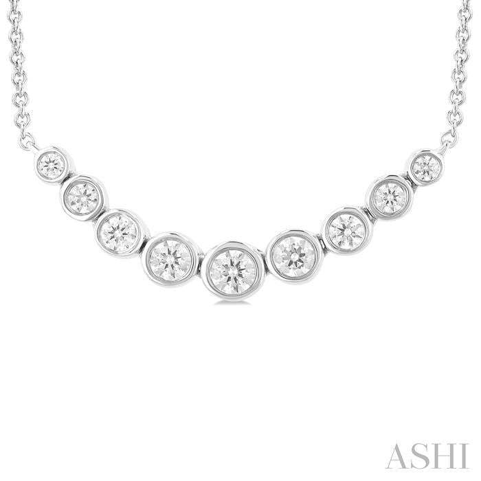 ASHI Bezel Set Graduated Diamond Smile Necklace 999ZHPPFGNKWG