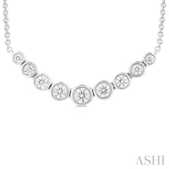 ASHI Bezel Set Graduated Diamond Smile Necklace 999ZHPPFGNKWG