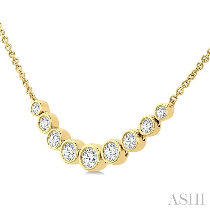 ASHI Bezel Set Graduated Diamond Smile Necklace 999ZHPPFGNKYG