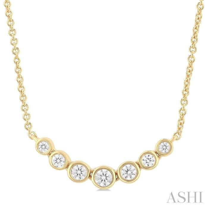 ASHI Bezel Set Graduated Diamond Smile Necklace 999ZQPPFGNKYG