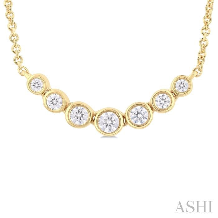ASHI Bezel Set Graduated Diamond Smile Necklace 999ZQPPFGNKYG