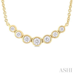 ASHI Bezel Set Graduated Diamond Smile Necklace 999ZQPPFGNKYG