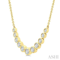 ASHI Bezel Set Graduated Diamond Smile Necklace 999ZVPPFGNKYG