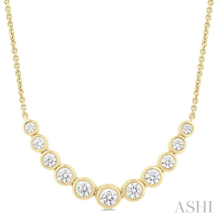 ASHI Bezel Set Graduated Diamond Smile Necklace 999ZVPPFGNKYG