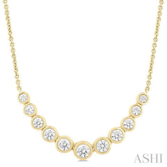 ASHI Bezel Set Graduated Diamond Smile Necklace 999ZVPPFGNKYG
