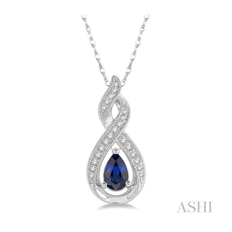 ASHI Pear Shape Gemstone & Diamond Pendant 58598PPTSPDSPWG