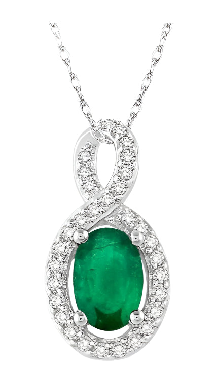 Parkplace Jewelers Oval Shape Gemstone & Halo Diamond Pendant 58508PPTSPDEMWG
