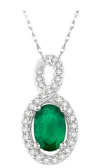 Parkplace Jewelers Oval Shape Gemstone & Halo Diamond Pendant 58508PPTSPDEMWG