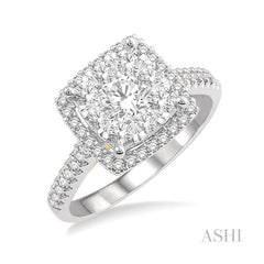 ASHI Cushion Shape Halo Lovebright Essential Diamond Engagement Ring 123F1PPFVWY