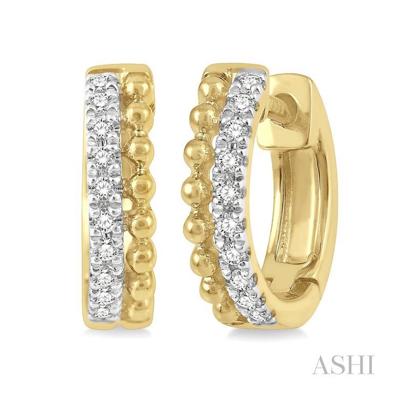 ASHI Bead Petite Diamond Huggie Fashion Earrings 666V8PPTSERYG