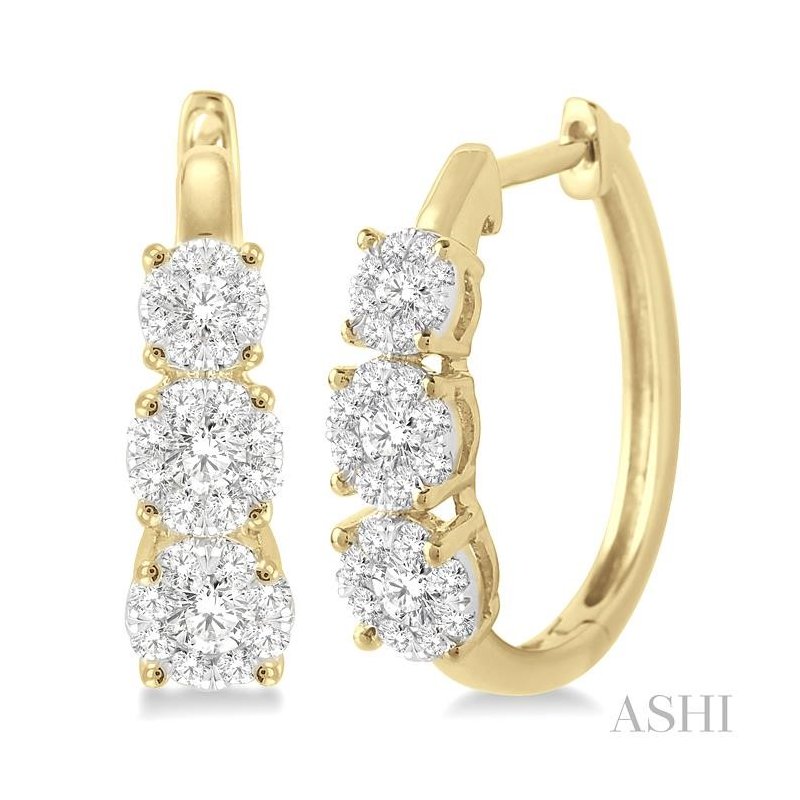 ASHI Round Shape Past Present & Future Lovebright Essential Diamond Hoop Earrings 910A2PPFVERYW