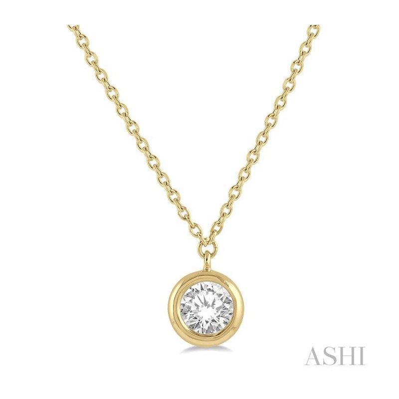 ASHI Round Shape Bezel Set Diamond Pendant 9987UPPFGNKYG