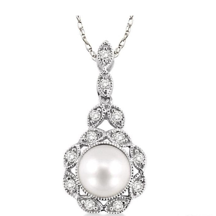 Parkplace Jewelers Pearl & Halo Diamond Fashion Pendant 56658PPFSPDWG