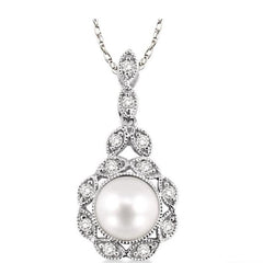 Parkplace Jewelers Pearl & Halo Diamond Fashion Pendant 56658PPFSPDWG