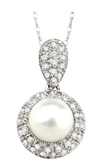 Parkplace Jewelers Pearl & Halo Diamond Pendant 56626PPFSPDWG