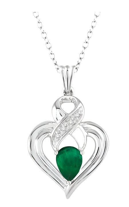 Parkplace Jewelers Silver Heart Shape Gemstone & Diamond Fashion Pendant 88709PPSSEMSLPD