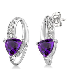 Parkplace Jewelers Trillion Shape Gemstone & Diamond Earrings 61009PPTSERAMWG