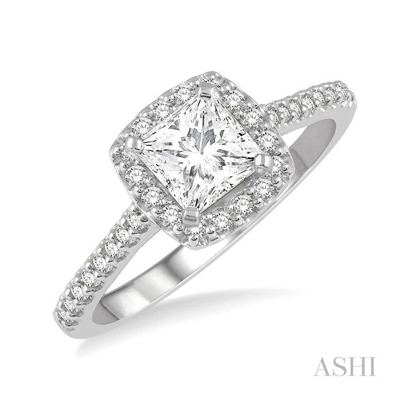 ASHI Princess Shape Halo Diamond Engagement Ring 241G0PPFHWG-LE-1.05