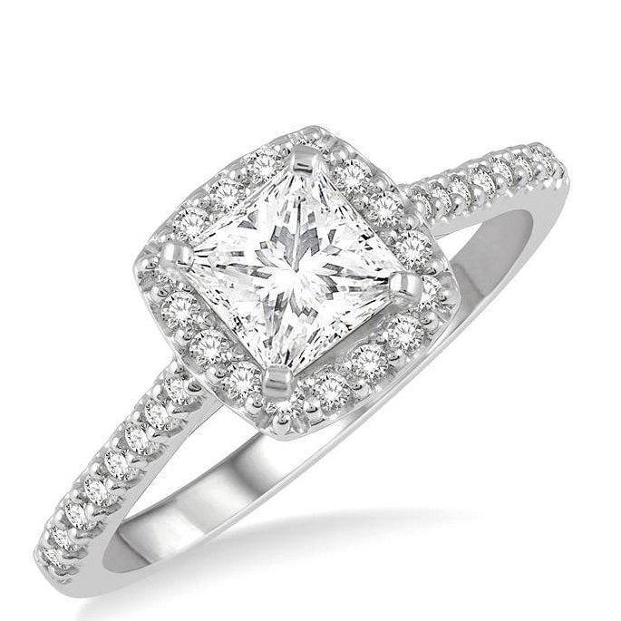 Parkplace Jewelers Princess Shape Halo Diamond Engagement Ring 241G0PPFHWG-LE-1.05