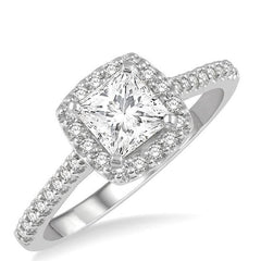 Parkplace Jewelers Princess Shape Halo Diamond Engagement Ring 241G0PPFHWG-LE-1.05
