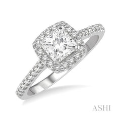 ASHI Princess Shape Halo Diamond Engagement Ring 241G0PPFHWG-LE-1.05