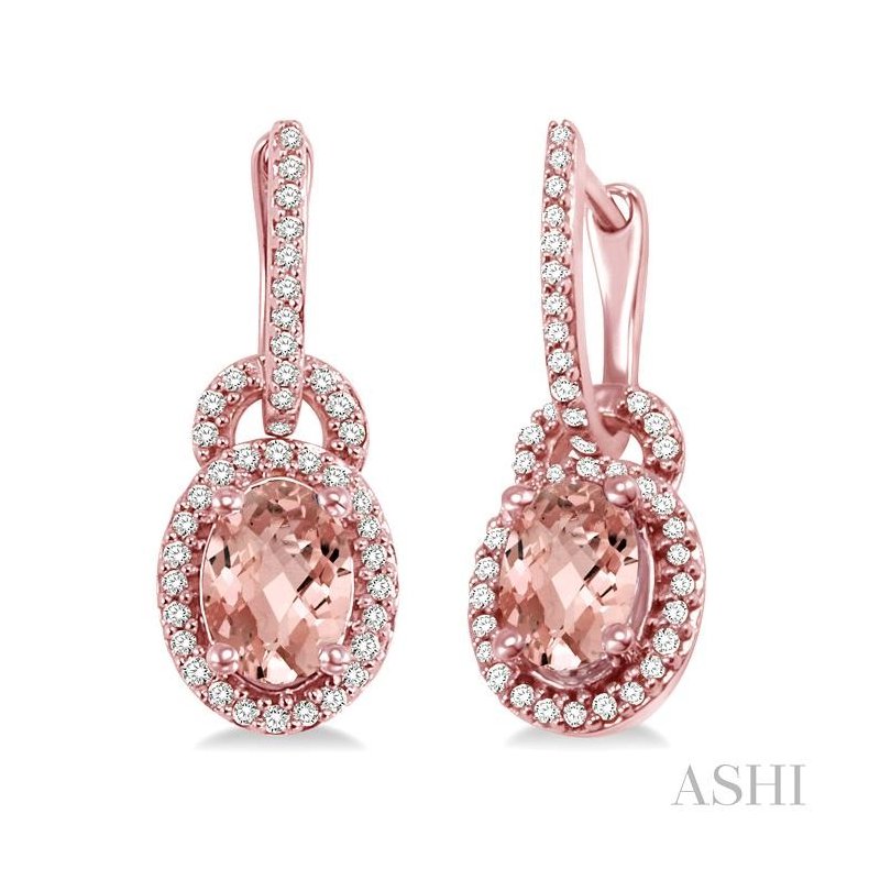 ASHI Oval Shape Gemstone & Halo Diamond Earrings 60975PPFNERMOPG