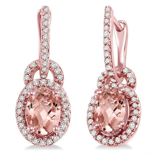 Parkplace Jewelers Oval Shape Gemstone & Halo Diamond Earrings 60975PPFNERMOPG