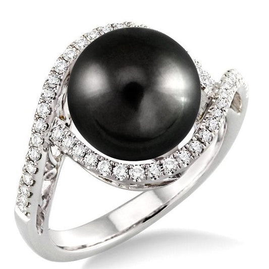 Parkplace Jewelers Black Pearl & Diamond Ring 55685PPFCBPWG