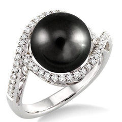 Parkplace Jewelers Black Pearl & Diamond Ring 55685PPFCBPWG