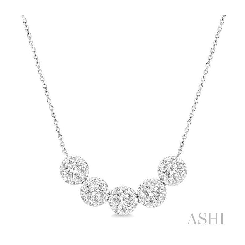 ASHI Round Shape 5 Stone Lovebright Essential Diamond Smile Necklace 9994VPPFGNKWG