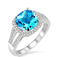 Parkplace Jewelers Cushion Shape Gemstone & Halo Diamond Ring 51366PPTSBTWG
