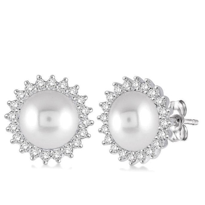 Parkplace Jewelers Pearl & Halo Diamond Earrings 56806PPFHERWG