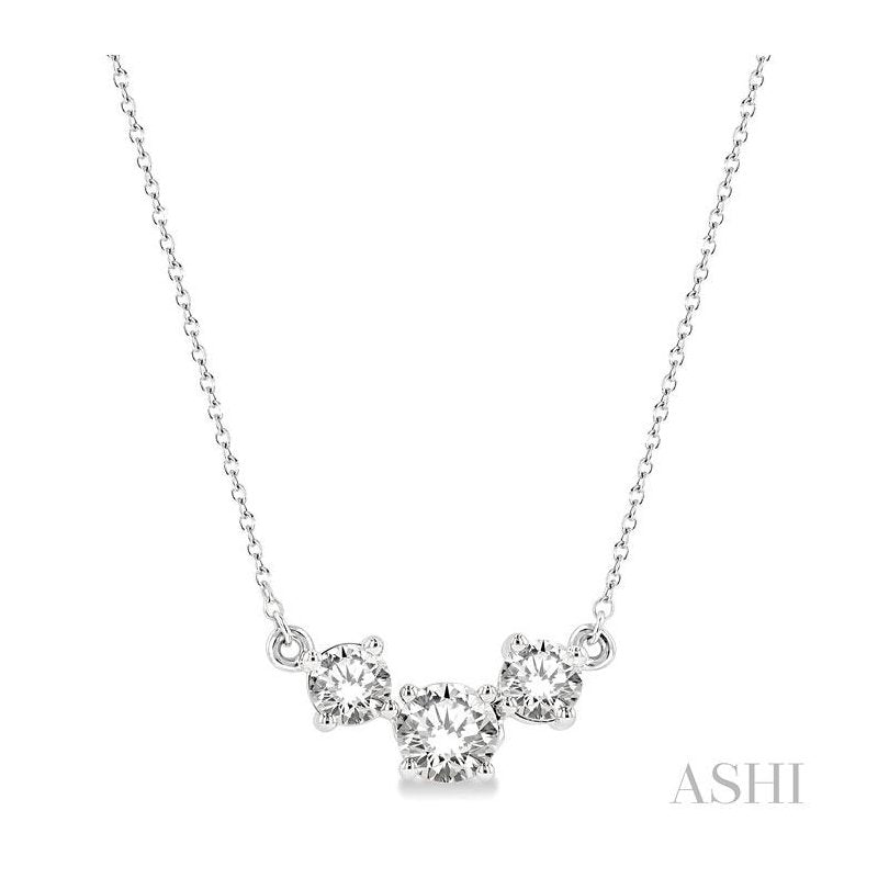 ASHI Round Shape Past Present & Future Diamond Necklace 992H1PPFGNKWG-1.25