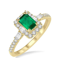 Parkplace Jewelers Emerald Shape Gemstone & Halo Diamond Ring 42613PPFHEMYG